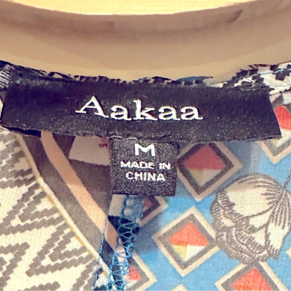 AAKAA KIMONO BOHO FLORAL PRINT EMPIRE WAIST TASSEL TIE DUSTER M - Picture 4 of 9